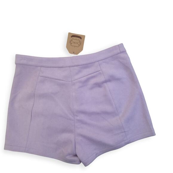 Kori America Faux Suede Velour Lilac Purple High Waist Shorts Women Sz L - Picture 4 of 10
